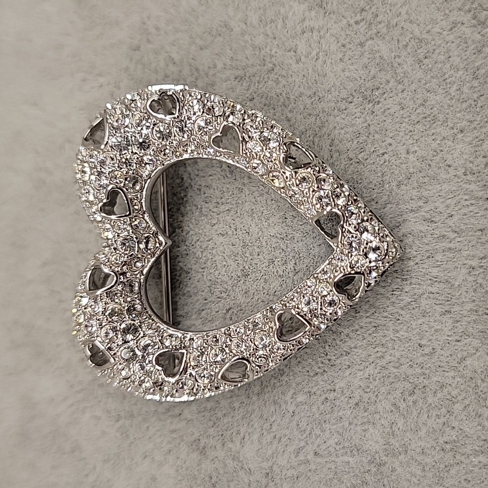 Swarovski Silver Heart Brooch